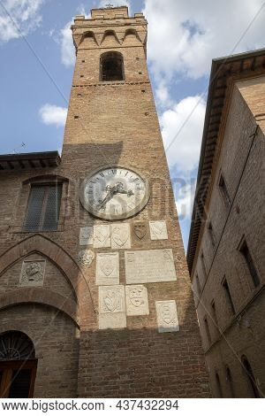 Buonconvento (si), Italy - August 01, 2021: Municipal Building Buonconvento, Tuscany, Italy.