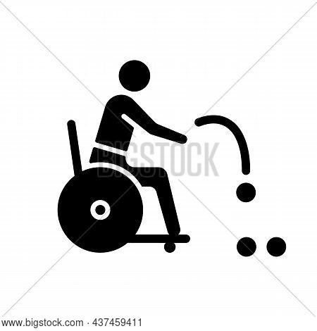 Boccia Black Glyph Icon. Precision Ball Throwing Sport. Individual And Team Competitive Game. Sports