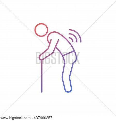 Risk Factor Linked To Age Gradient Linear Vector Icon. Elderly Man With Back Ache. Spinal Arthritis 