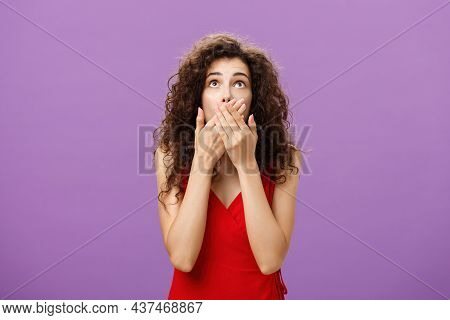 Woman Being Shocked And Stunned Seing Guy About Fall Down From Tree Gasping Feeling Nervous Covering
