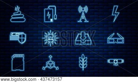 Set Line Diploma Rolled Scroll, 3d Cinema Glasses, Antenna, Uv Protection, Money, Shit, Download Inb