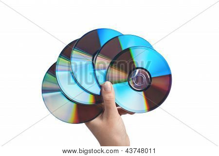 Ludzką ręką z płyt CD.