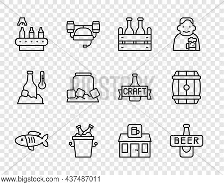 Set Line Dried Fish, Beer Bottle, Pack Of Beer Bottles, In Ice Bucket, Conveyor Band, , Cold Can, St