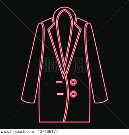 Neon Woman Overcoat Red Color Vector Illustration Flat Style Light Image