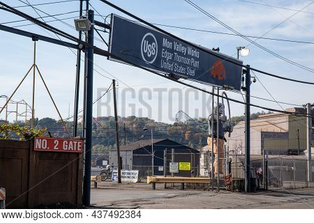 Braddock, Pa, Usa - 21 Oct 2020: Us Steel Edgar Thomson Plant, Mon Valley Works