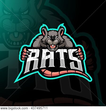 Rat Mascot Logo Design Vector With Modern Illustration Concept Style For Badge, Emblem And T Shirt P