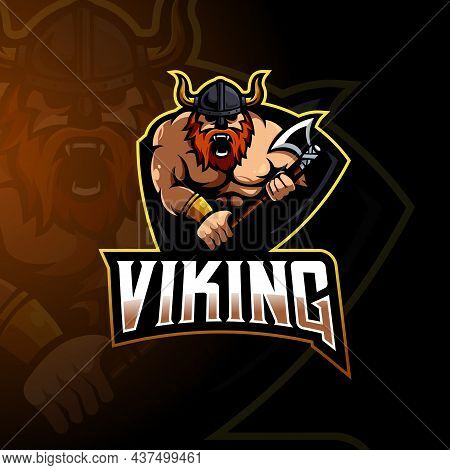 Viking Mascot Logo Design Vector With Modern Illustration Concept Style For Badge, Emblem And T Shir