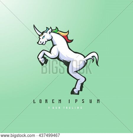 Illustration Of Unicorn Mascot Logo Design Vector