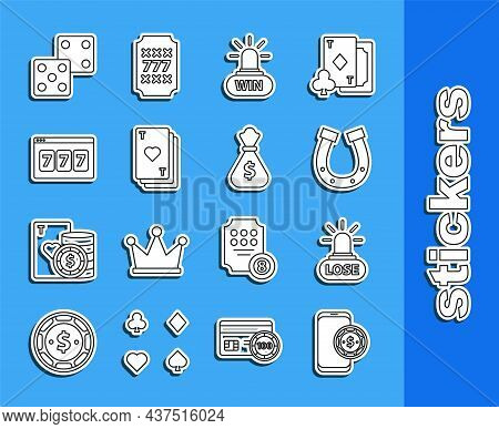 Set Line Online Poker Table Game, Casino Losing, Horseshoe, Win, Playing Card With Heart, Slot Machi