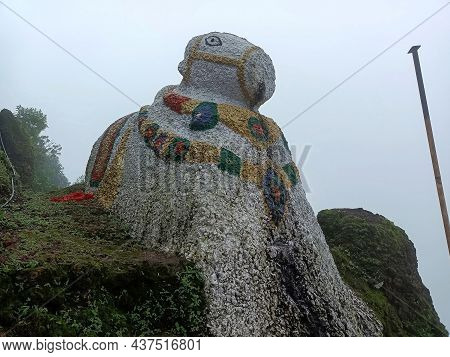 Stock Photo Of Big Ancient White Color Painted Bull Statue Or Nandi At Sateri Mahadev Mandir, Nandi 