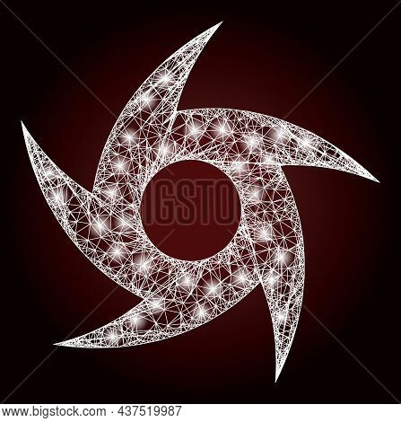 Constellation Crossing Mesh Typhoon With Light Spots On A Dark Red Gradiented Background. Vector Car