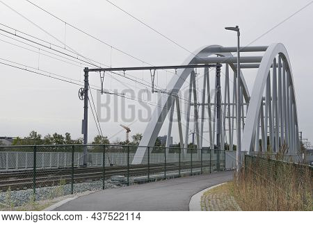 Hasselt. Limburg - Belgium 18.09.2021. New Railway Bridge Over The River