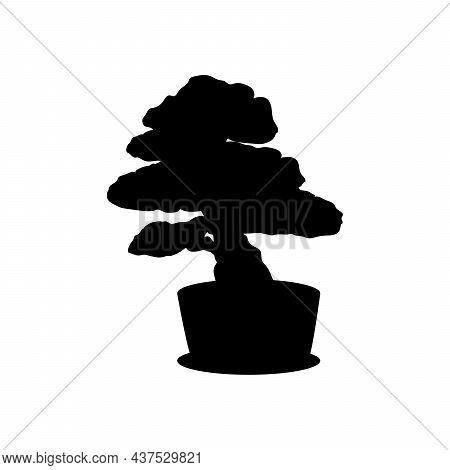 Silhouette Miniature Asian Bonsai Tree. Illustration Symbol Icon
