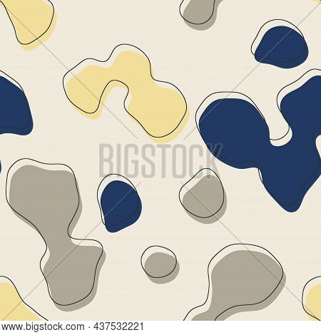 Seamless Abstract Organic Blog Shapes In Various Colors With Offset Outline Surface Pattern Design F