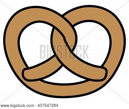 Salted Pretzel - Baked Product - Vector Full Color Illustration For Logo Or Badge. Brezel - Traditio