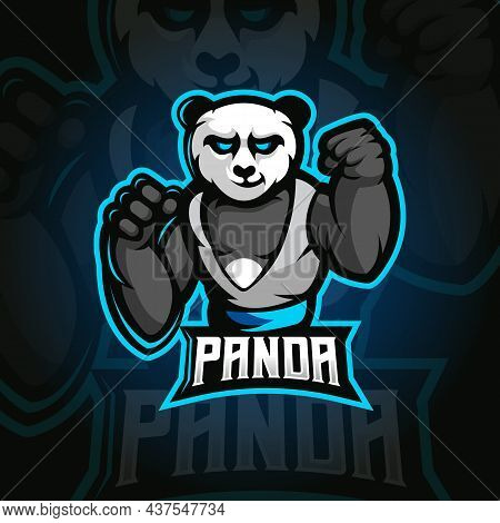 Panda E-sport Mascot Logo Design Illustration Vector