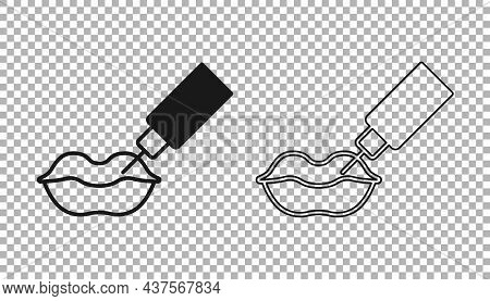Black Lip Augmentation Icon Isolated On Transparent Background. Hyaluronic Acid Lips Injection. Cont