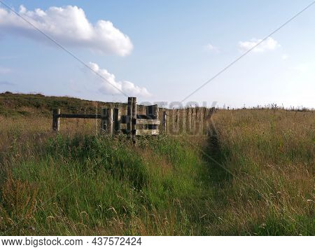 Rustic Gate In Yorkshire Peak District Countryside Wide Landscape