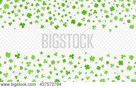 Shamrock Or Green Clover Leaves Pattern Background Flat Design Vector Illustration Isolated On Trans