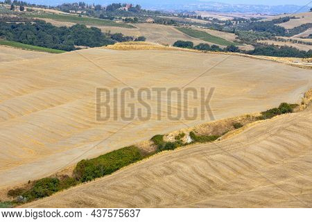 San Quirico D' Orcia (si), Italy - August 05, 2021: Typical Scenary In Val D' Orcia, Tuscany, Italy