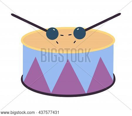 Drum With Sticks As Colorful Kids Toy Vector Illustration