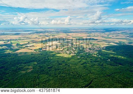 Aerial View Of Beautiful Landscape In Mountains With Forest. Sleza Mountain Near Wroclaw In Poland. 