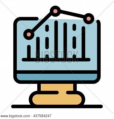Graph Chart Design Icon. Outline Graph Chart Design Vector Icon Color Flat Isolated