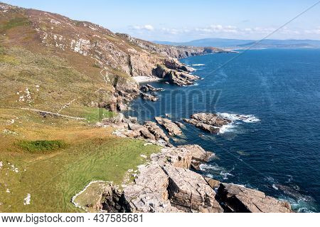 Aerial View Of The Coastline By Marmeelan And Falcorrib South Of Dungloe, County Donegal - Ireland
