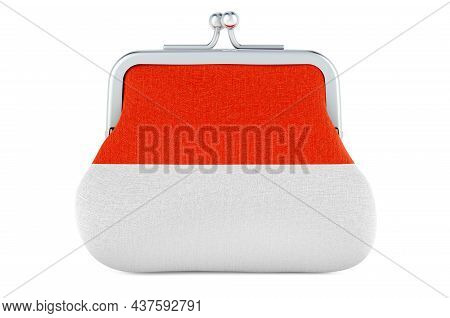 Coin Purse With Indonesian, Monacan Flag. Budget, Investment Or Financial, Banking Concept In Indone