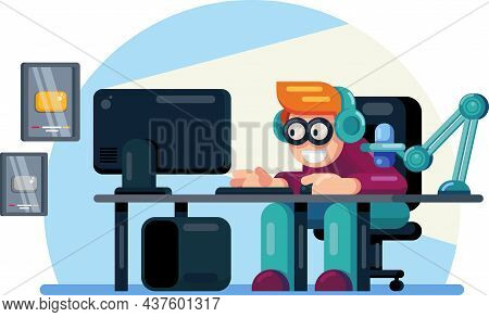 Cyber Sport Lives Streamer. Flat Vector Illustration
