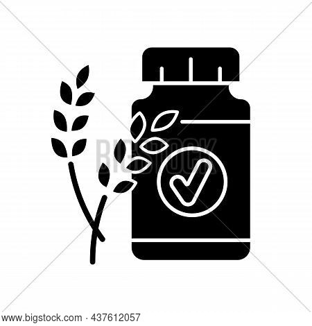 Fiber Black Glyph Icon. Healthy Digestion Supplements. Dietary Products To Manage Weight. Soluble An
