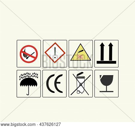 Set Of Different Black Cargo Symbols Isolated