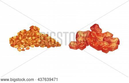 Pile Of Brown Sugar Crystals As Sweetener For Tea And Coffee Vector Set