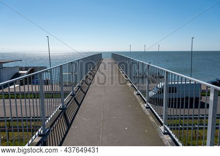 View On Afsluidijk, Long Dam With Freeway For Protection Of Netherlands From North Sea