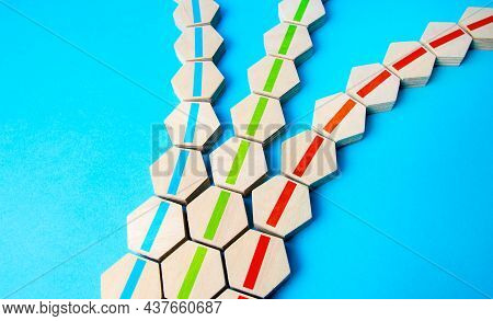 Branching Out Lines In Different Directions. Multi-vector And Multidirectional. Multiculturalism And