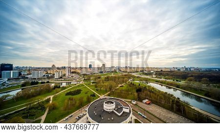 Morning Timelapse Of The Panorama Of The Capital Of Belarus, Minsk.