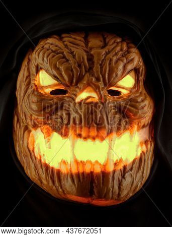 Light-up Flame Fiend Face Mask Isolated Against Black Background