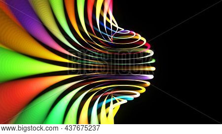 3d Render. Abstract Background With Multicolor Light Streaks, Light And Bokeh Effects. Neon Lines Ma