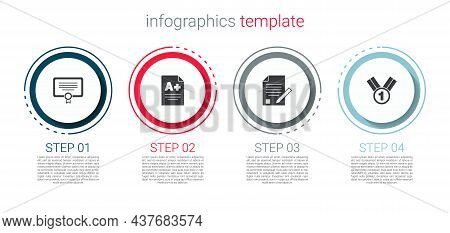 Set Certificate Template, Exam Sheet With A Plus Grade, And Pencil And Medal. Business Infographic T