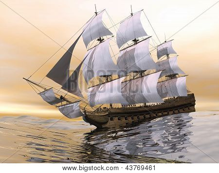 Oude koopvaardijschip - 3D Render