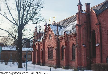 Streets Of Tampere, Pirkanmaa, Western Part Of Finland, Vibrant Winter City View, With Town Hall, Ch