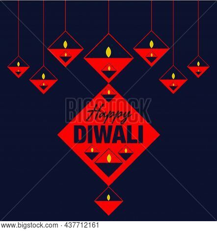 Happy Diwali With Diyas. Happy Diwali Greetings.