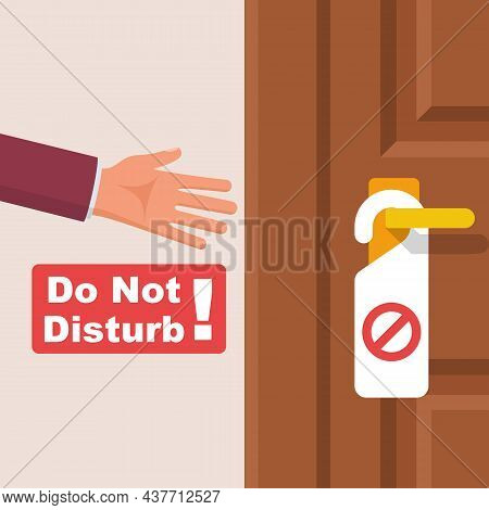 Do Not Open Doors. Red Prohibiting Sign. Vector Illustration Flat Design. Isolated On White Backgrou