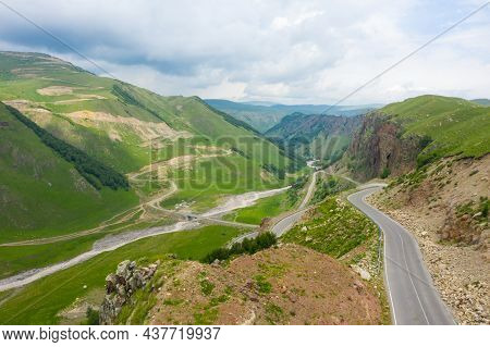 A Wonderful Mountain Road With A Serpentine In The North Caucasus From The Narzan Valley To Dzhily-s