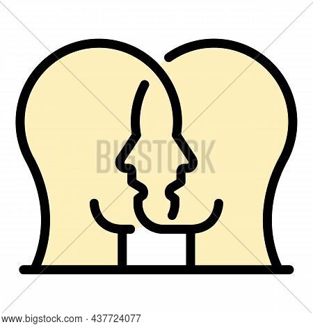 Dual Sociology People Icon. Outline Dual Sociology People Vector Icon Color Flat Isolated