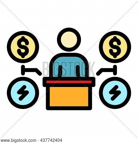 Electricity Price Cost Icon. Outline Electricity Price Cost Vector Icon Color Flat Isolated