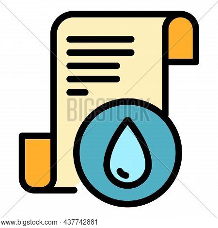 A Drop On A Paper Scroll Icon. Outline A Drop On A Paper Scroll Vector Icon Color Flat Isolated