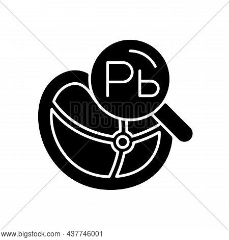 Heavy Metal Testing Black Glyph Icon. Metal Trace Detection. Heavy Metals In Food Products. Hazardou