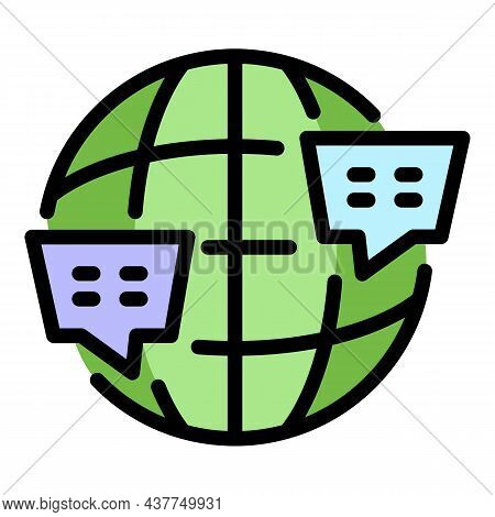 Global Foreign Language Icon. Outline Global Foreign Language Vector Icon Thin Line Color Flat Isola