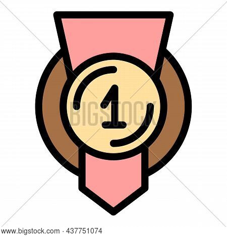 Dog First Place Medal Icon. Outline Dog First Place Medal Vector Icon Color Flat Isolated